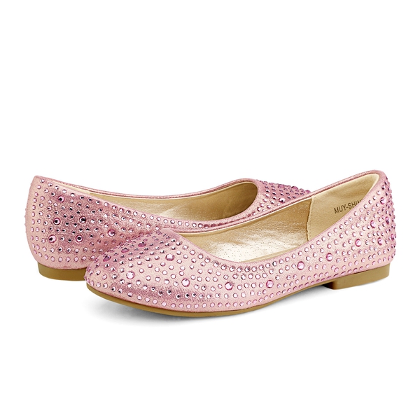 Girl's Slip-On Party Ballerina Flats - PINK SUEDE - 4