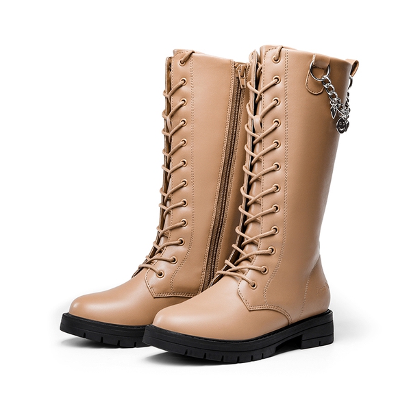 Girls Knee High Riding Boots - BROWN - 4