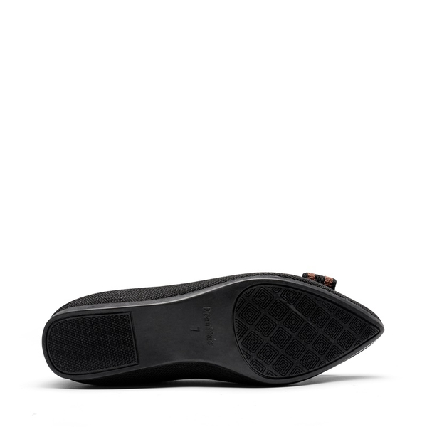 Bowknot Pointed Toe Knit Flats - BLACK - 3