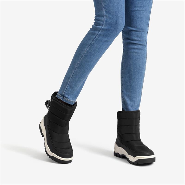 Waterproof Faux Fur Ankle Snow Boots - BLACK - 1