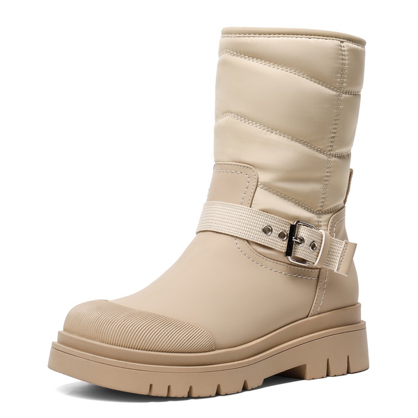 Non-Slip Mid-Calf Waterproof Snow Boots - NUDE -  0