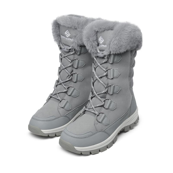 Non-Slip Mid Calf Faux Fur Snow Boots - LIGHT GREY - 2