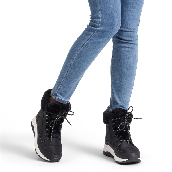 Faux Fur Winter Ankle Boots - BLACK - 1