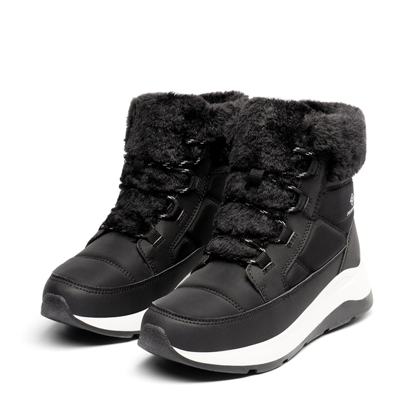 Faux Fur Winter Ankle Boots - BLACK - 2