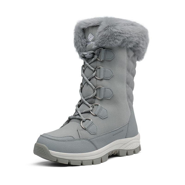 Non-Slip Mid Calf Faux Fur Snow Boots - LIGHT GREY -  0