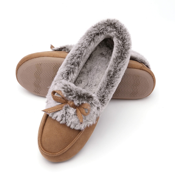 Slip on Faux Fur Lining Slippers - TAN - 2