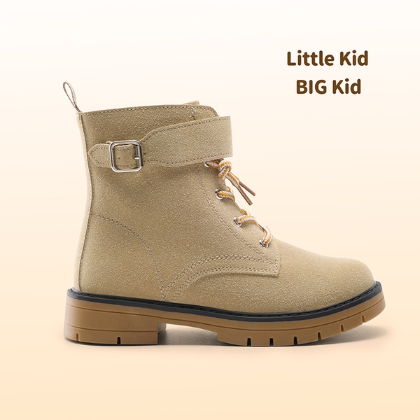 Kids Lace-Up Combat Boots - KHAKI - 4