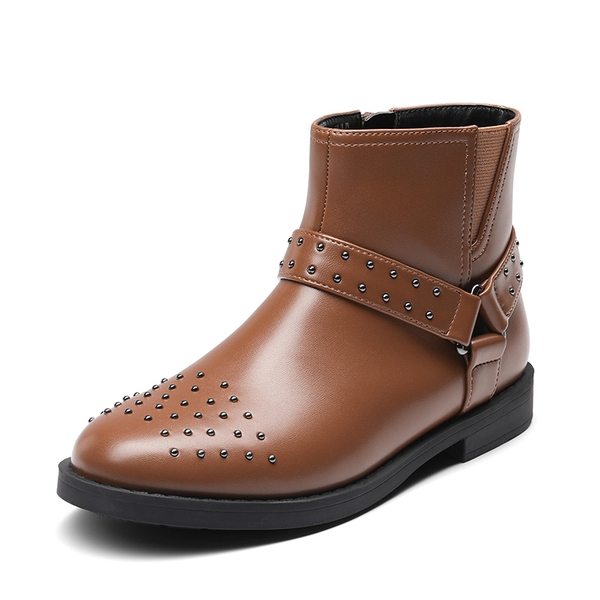 Kids Studded Detail Fashion Boots - BROWN -  0