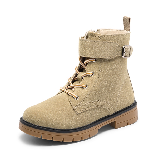 Kids Lace-Up Combat Boots - KHAKI -  0