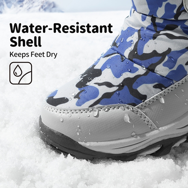 Kids Waterproof Faux Fur Snow Boots - CAMOUFLAGE BLUE - 3