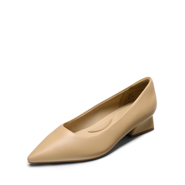 [Stand All Day Pumps] Adina Pointed Toe Low Heel Comfort Pumps - NUDE PU -  0