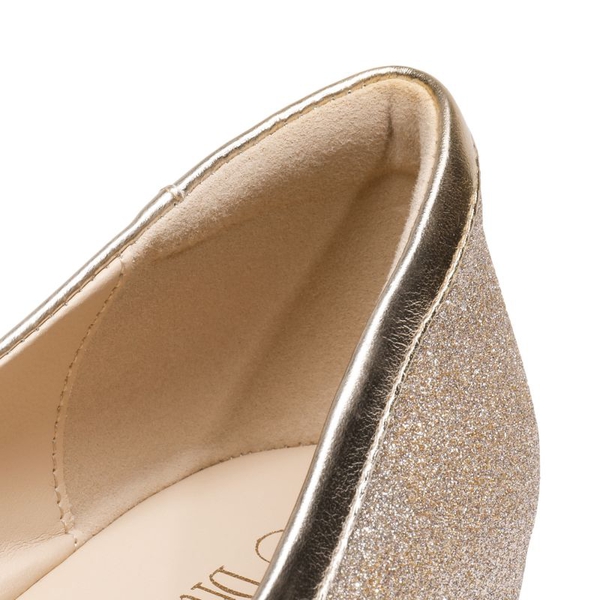Square Toe Low Wedge Bow Flats - GOLD GLITTER - 5