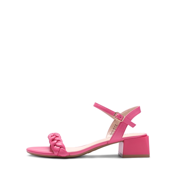 Ankle-Strap Chunky Braided Heel Sandals - HOT PINK - 2