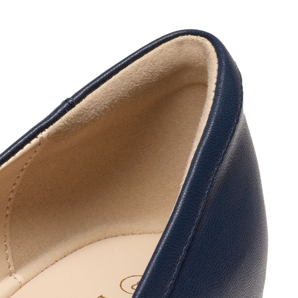 Square Toe Low Wedge Bow Flats - NAVY - 5