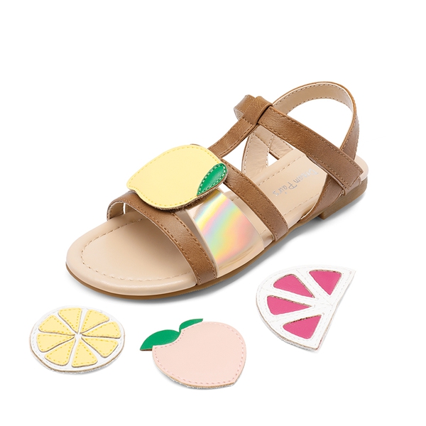 [Fun Mix- Fruity] Girls DIY Interchangeable Fruit Accessories Sandals - BROWN -  0