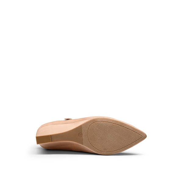 Mary Jane Strap Wedge Pumps - NUDE SUEDE - 5