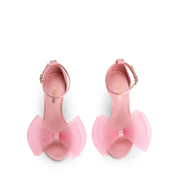 Silky Bow Ankle Strap High Stiletto Heel Sandals - PINK - 4