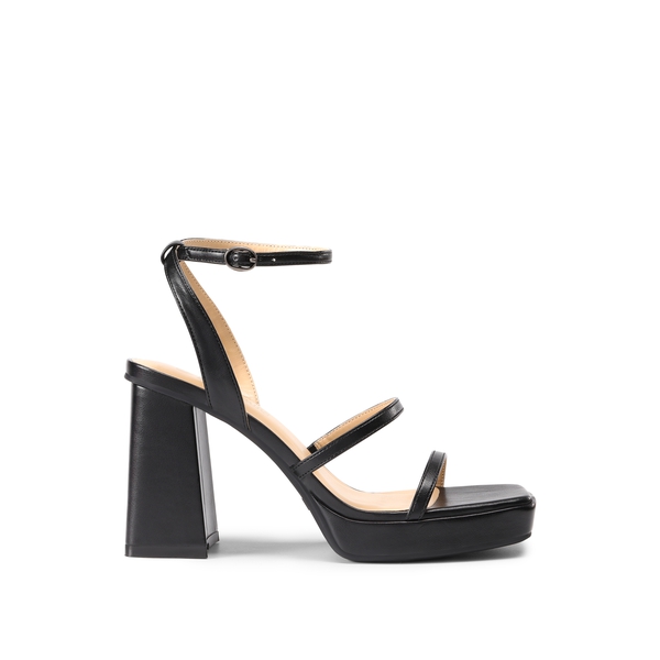 Strappy Chunky Platform Heel Sandals - BLACK - 2