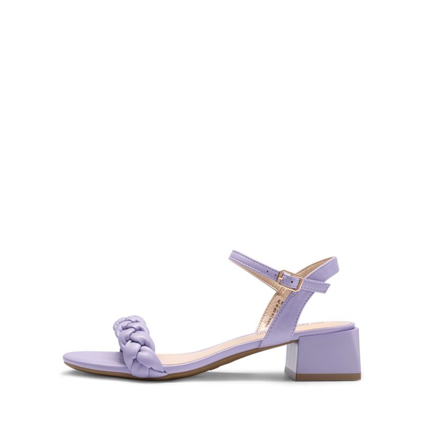 Strap Low Block Heel Sandals - PURPLE - 3