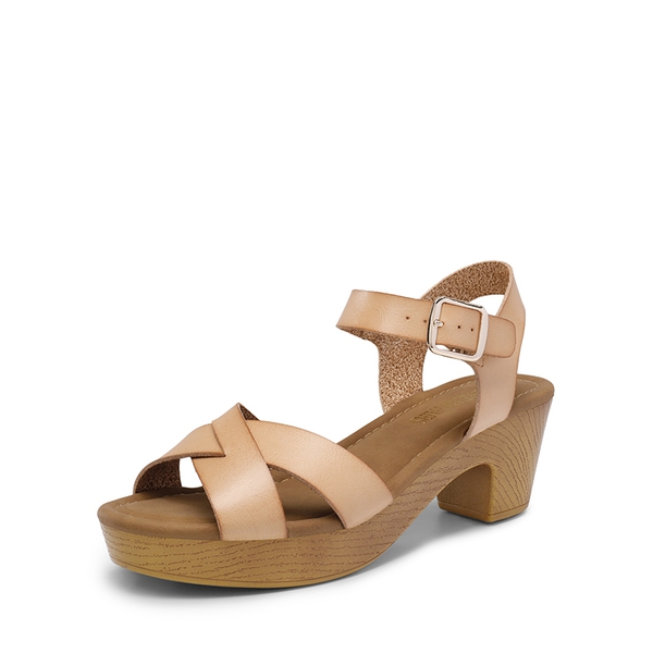Chunky Criss Cross Platform Sandals  - NUDE -  0