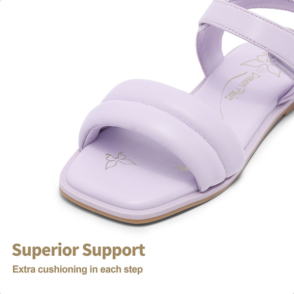 Girls Square Toe Flat Sandals - PURPLE - 2