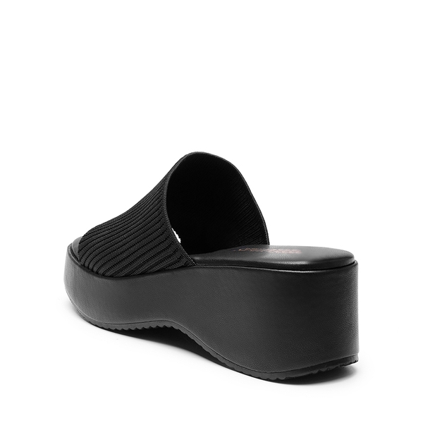 Slip on Knitted Flatform Sandals - BLACK KNIT - 3