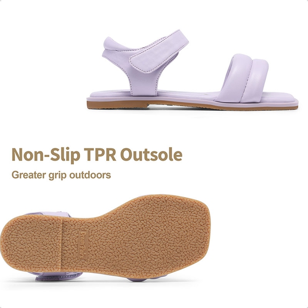 Girls Square Toe Flat Sandals - PURPLE - 1