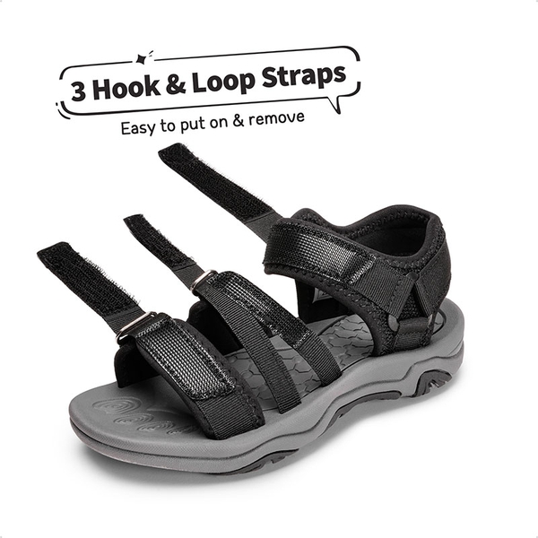 Kids Outdoor Athletic Sport Sandals - BLACK - 3
