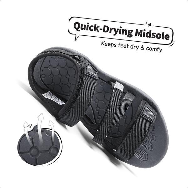 Kids Outdoor Athletic Sport Sandals - BLACK - 5