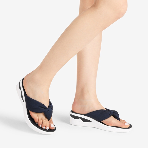 Soft Thong Knotted Flip Flops - NAVY - 1