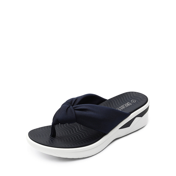 Soft Thong Knotted Flip Flops - NAVY -  0