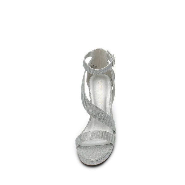 High Heel Platform Pump Sandals - SILVER - 4