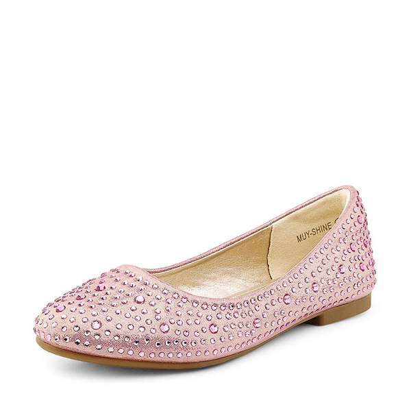 Girl's Slip-On Party Ballerina Flats - PINK SUEDE -  0