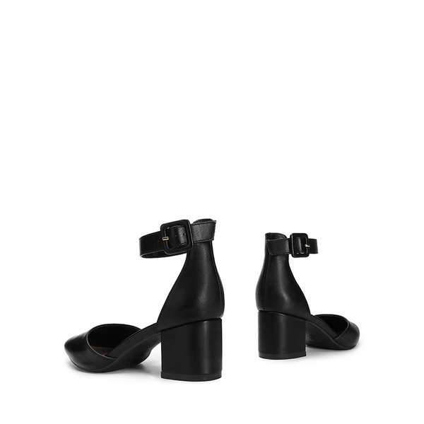 Annee Pointed Toe Low Chunky Heels Pump Shoes - BLACK PU - 4