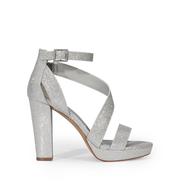 High Heel Platform Pump Sandals - SILVER - 3