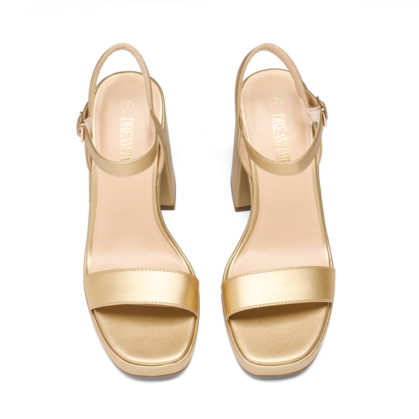 Platform Chunky High Heel Sandals - GOLD - 5