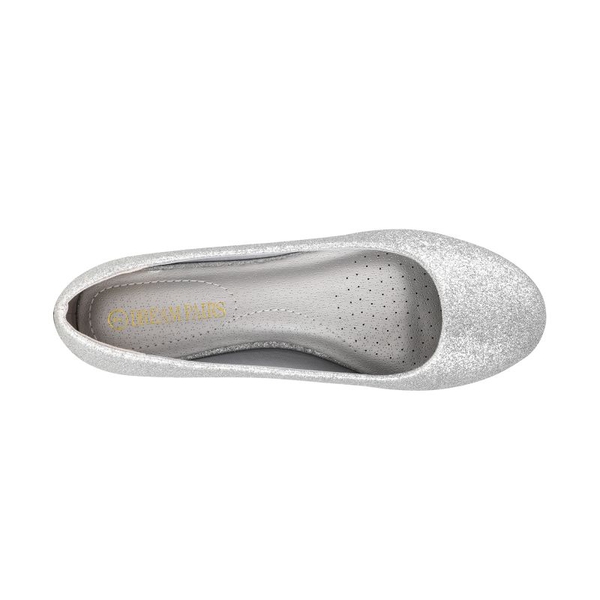 Wide Width Comfortable Ballerina Sparkly Flats - SILVER-GLITTER - 2