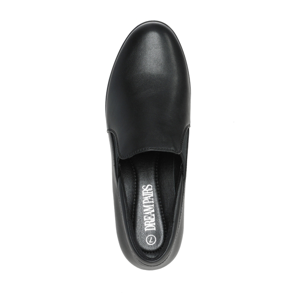 Wide Width Comfortable Round Toe Block Heel Pumps - BLACK - 4