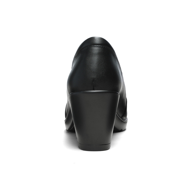 Wide Width Comfortable Round Toe Block Heel Pumps - BLACK - 3