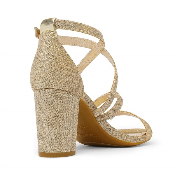 Wide Width Dressy Chunky Strappy Sandals - GOLD-GLITTER - 2