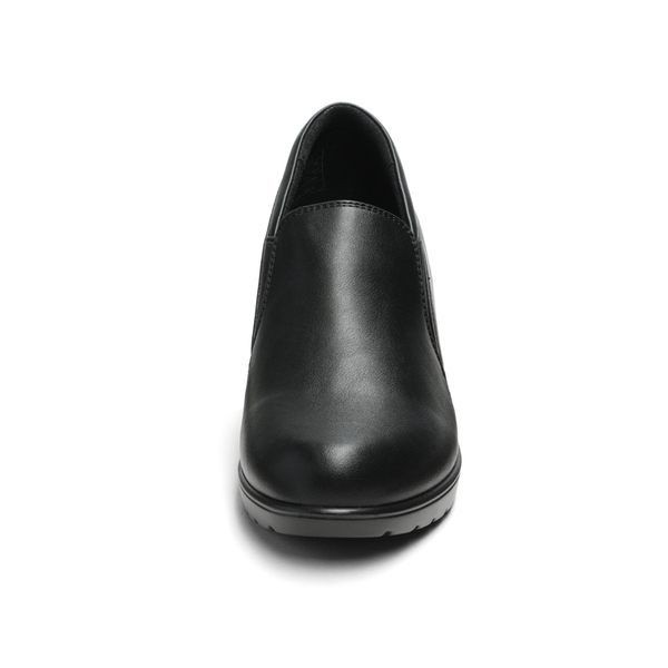 Wide Width Comfortable Round Toe Block Heel Pumps - BLACK - 2
