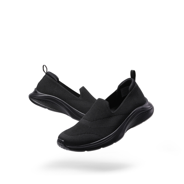 Lightweight Knit Slip on Walking Sneakers - ALL BLACK - 2