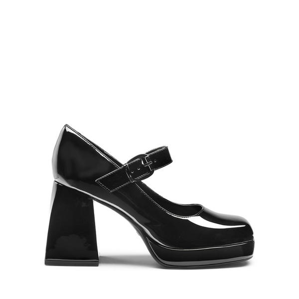 Square Toe Mary Jane Platform Pumps - BLACK PAT - 2
