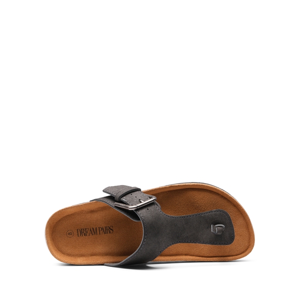 T-Strap Thong Flat Sandals - DARK GREY - 4