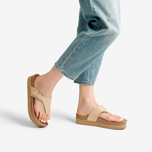 Arch Support Platform Thong Sandals - NUDE - 1