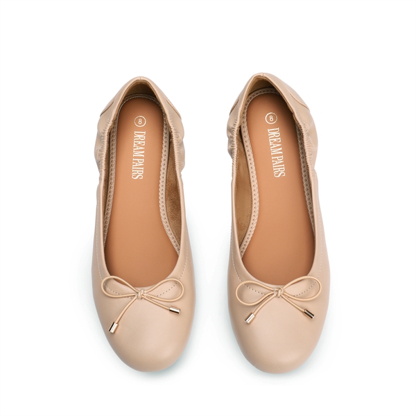 Bowknot Soft Foldable Ballet Flats - NUDE - 4