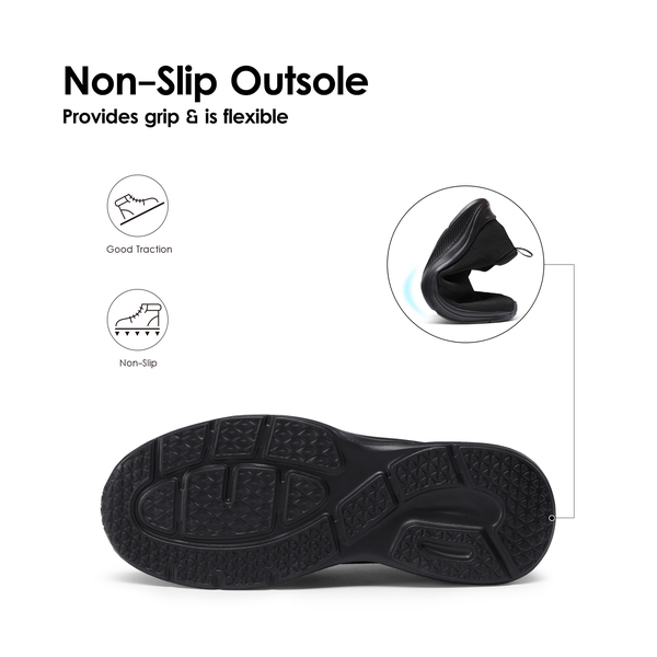 Lightweight Knit Slip on Walking Sneakers - ALL BLACK - 4