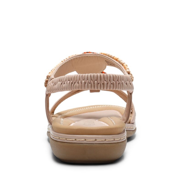 Elastic Ankle Strap Bohemian Flat Sandals - PINK - 4
