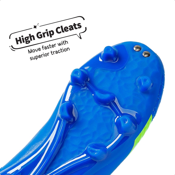 Boys & Girls Comfort Soccer Cleats - ROYAL BLUE NEON GREEN - 2