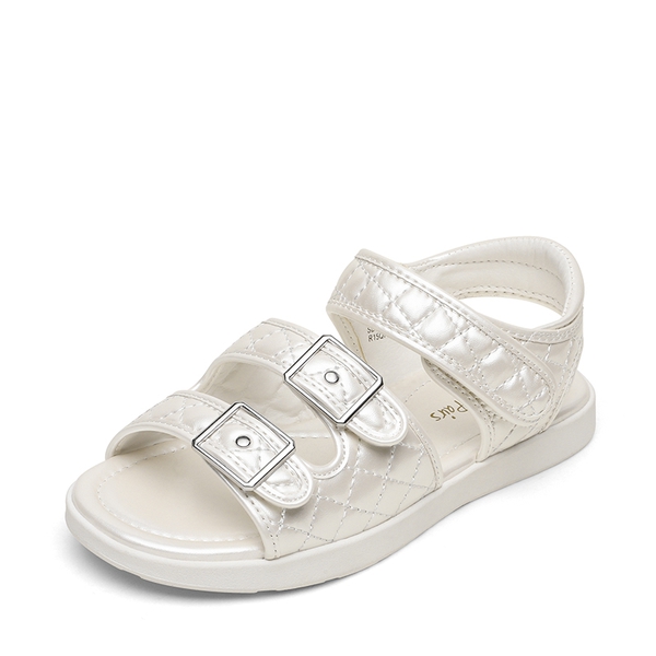 Girls Buckle Strap Sandals - BEIGE WHITE -  0